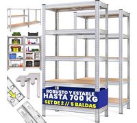 Monzana® Estanterías Almacenaje Metálicas, Galvanizadas Modulares, 170x75x30cm para Hogar, Trastero, Garaje, Estanteria Cocina, 350kg, 5 Baldas, 2 Unid.