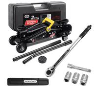 MONZANA® Gato hidráulico para Coches 2T Elevación 135-330mm Set Llave Dinamométrica 1/2" 40-210Nm 6 Pzs