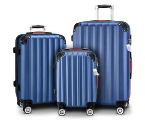 Monzana® Juego de 3 Maletas Rígidas Equipaje Set Trolley Viaje In ccesorios Maleta M-L-XL Azul