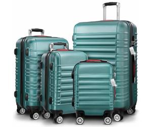 Monzana® Juego de 4 Maletas Rígidas Equipaje Set Trolley Viaje In ccesorios Maleta S-M-L-XL Verde