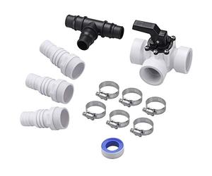 MONZANA® Juego de Bypass Piscina 12 Pzs. Válvula de 3 Vías Conector Ø 32/38mm 6 Abrazaderas de Manguera 8m Cinta Sellado Depuradoras Calefacción Piscina Bomba de Calor Calefacción Solar