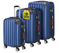 Monzana® Juego Maletas Viaje Rígidas 3 Piezas M-L-XL Carcasa ABS Resistente 4 Ruedas Asa Telescópica Candado Combinación Trolley Cabina Equipaje Azul