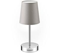 Monzana® Lámpara de Mesita de Noche 32cm Topo Dormitorio | Lámpara de mesa gris topo con pantalla de tela, E14 hasta 15 W, cable de 120 cm con interruptor, base de metal