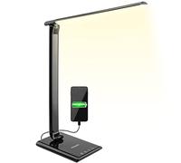 MONZANA® Lámpara Escritorio LED Regulable Puerto USB 5 Niveles Luminosidad Panel Táctil Cuidado Ocular Oficina Dormitorio Estudio Lectura Negro