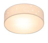 MONZANA® Lámpara Techo Redonda Ø30cm Efecto Cielo Estrellado Pantalla Tela 40W Casquillo E27 Blanco