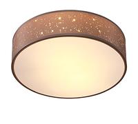 MONZANA® Lámpara Techo Redonda Ø30cm Efecto Cielo Estrellado Pantalla Tela 40W Casquillo E27 Gris Topo