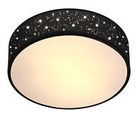 MONZANA® Lámpara Techo Redonda Ø38cm Efecto Cielo Estrellado Pantalla Tela 40W Casquillo E27 Negro