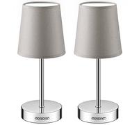 MONZANA® Lámparas de Mesita de Noche, Escritorio Dormitorio, Iluminación, Pantalla de Tela, Lámpara de Mesa Pequeña Salón, Altura 32cm, 2 Unidades, Lectura, Casquillo E14, Topo