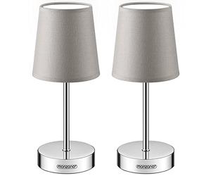 MONZANA® Lámparas de Mesita de Noche, Escritorio Dormitorio, Iluminación, Pantalla de Tela, Lámpara de Mesa Pequeña Salón, Altura 32cm, 2 Unidades, Lectura, Casquillo E14, Topo