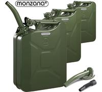 MONZANA® Lata de Metal 3piezas Set 20L . Pico de vertido Extensión de Acero 36X17X46Cm Aprobación Bidón de Lata de Metal Lata de Aceitunas