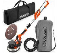 MONZANA® Lijadora Jirafa Eléctrica con Aspirador 750W Potente Luz LED Pulidora Plegable Pared Techo Obra Seca Ø225mm Placas Yeso Portátil Bolsa Almacenamiento Velocidad 5 Niveles 12 Discos Lijadores
