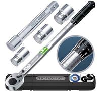 Monzana® Llave Dinamométrica 1/2' Llave de Torque 40-210Nm Certificación TÜV Süd GS Extensión 12,5cm Precisión ±3% Set de 6 Piezas Herramientas Coche Camión