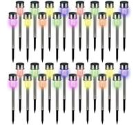 Monzana® Luces Solares LED Exterior Jardín 32 Piezas Multicolor IP44 Acero Lámpara Solar Inalámbrica Decoración Iluminación Balcón Terraza Césped Entrada