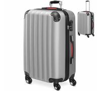 Monzana® Maleta de Viaje Rígida L Asa Telescópica Trolley 4 Ruedas Plata