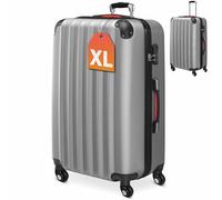 Monzana Maleta de Viaje Rígida XL Trolley 4 Ruedas Plata | ABS, Ligera, Resistente, Ruedas Giratorias 360°, Asa Telescópica, Candado Combinación, Viajes, Vacaciones