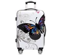 MONZANA® Maleta Rígida Butterfly XL Liviana Equipaje Viaje 98L con Ruedas 360° Trolley Asa Telescópica Multicolor