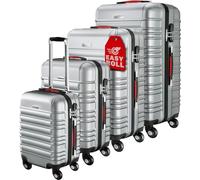 MONZANA® Maletas de Viaje Set 4 S-M-L-XL Equipajes Rígidos ABS Plata Asas de Gel Ruedas 360° Pies de Bloqueo