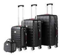 MONZANA® Maletín Rígido 3+1 piezas M-L-XL + Maletín de Belleza Trolley Maleta de Viaje Negro