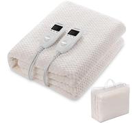 Monzana Manta Eléctrica Doble 160x140cm 120W Calienta Camas Temporizador 5 Niveles de Calor 2 Zonas