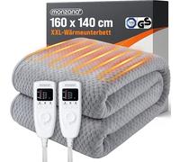 Monzana Manta Eléctrica Grande Térmica 160x140cm Calientacamas Sofa Colchón 2x60W Forro Polar Gris Lavable