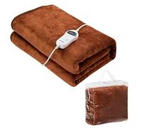 Monzana Manta Eléctrica Grande Térmica Calienta Camas 180x130cm 10 Niveles de Calor Marrón Temporizador