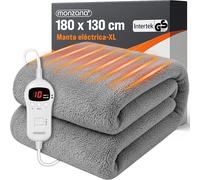 Monzana® Manta Eléctrica Térmica Apagado Automático Calienta Camas 180x130cm 10 Niveles Calor Protección Sobrecalentamiento 120W Temporizador Gris