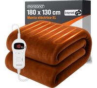 Monzana® Manta Eléctrica Térmica Apagado Automático Calienta Camas 180x130cm 10 Niveles de Calor Protección Sobrecalentamiento Temporizador Marrón