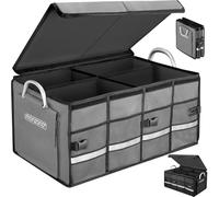 MONZANA® Organizador Coche Bolsa para Maletero 68L Cesta Almacenamiento Caja Plegable Ajustable Gris