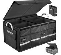 MONZANA® Organizador Coche Bolsa para Maletero 68L Cesta Almacenamiento Caja Plegable Ajustable Negro