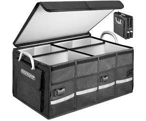 Monzana® Organizador coche Bolsa para maletero 68L Cesta Almacenamiento Caja Plegable con Aislante Negro