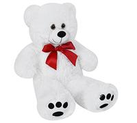 monzana® Oso de Peluche Grande con Lazo 50cm Osito Teddy Bear Blanco Juguete Niños Regalo Enamorados