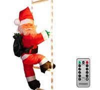 MONZANA® Papá Noel Escalando XL 90cm Interior Exterior Control Remoto Temporizador 8 Funciones Luces LED