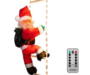 MONZANA® Papá Noel Escalando XL 90cm Interior Exterior Control Remoto Temporizador 8 Funciones Luces LED