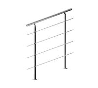 Monzana Pasamanos para Escaleras 100cm Acero inoxidable Barandilla Interior Exterior Baranda Redonda