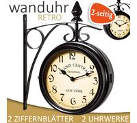 MONZANA® Reloj de Pared de Cara Soporte de Hierro Reloj Estación de Tren Vintage