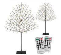MONZANA Set 2x Árboles de Luces LED 180cm 200 LED Mando IP44 Navidad | Blanco Cálido, 8 Modos, Temporizador 6h/18h y 8h/16h, Ramas Flexibles, Estacas Suelo, Brillo Regulable, Jardín, Terraza
