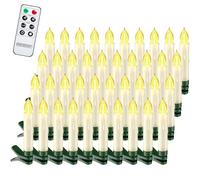 Monzana Set 40 Velas LED Navidad Inalámbricas con Mando Temporizador Clip | Pila AAA, Luz Cálida, 5 Niveles Brillo, 4/8h, Efecto Llama, Luz Fija, Acabado Cera, Infrarrojos, Árbol, Interior, Fiesta