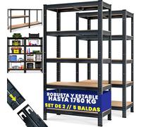 Monzana Set de 2 Estanterias Almacenaje Metálicas 180x90x40cm Negro