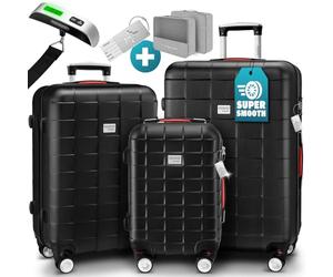 MONZANA® Set Maletas Viaje Rigidas 3 Piezas ABS TSA Bascula Organizador Equipaje Trolley Maleta M-L-XL Negro