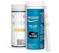 MONZANA Tiras Reactivas 3 en 1 Test Agua Piscina 150 Unidades | Medidor pH, Cloro, Libre Alcalinidad, Medición Precisa, Prueba Rápida, Calidad Agua, Bañera de Hidromasaje