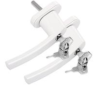 MONZANAŽ 2X Manilla de Ventana Puerta Universal con Cerradura + 2 Llaves Manija Bloqueo en 2 Posiciónes Blanco