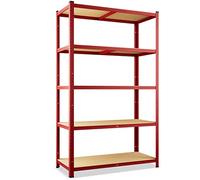 MONZANAŽ Estantería Metálica 180x90x40cm 875kg 5 Baldas Estanterías para Garage Roja Almacenamiento Taller