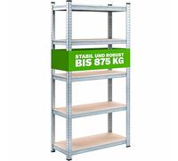 MONZANAŽ Estantería Metálica Almacenaje 180x90x40cm 875kg 5 Estantes Altura Ajustable MDF Metal Galvanizado Taller