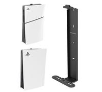 Monzlteck Soporte de pared para PS5 Slim/PS5 Pro, soporte de pared de acero para PS5 Original y PS5 Slim/Pro (digital y disco), resistente y no se cae, + 1 soporte para controlador