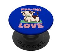 Moo-Cha Love Cute Cow Pun Kawaii Animal de Granja PopSockets PopGrip Adhesivo