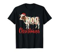 MOO Christmas Funny Cow Lovers Cattle Famer Farming Graphic Camiseta