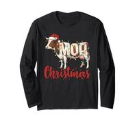 MOO Christmas Funny Cow Lovers Cattle Famer Farming Graphic Manga Larga