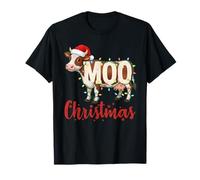 MOO Christmas Lights Funny Cow Lovers Cattle Famer Farming Camiseta