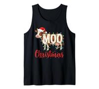 MOO Christmas Lights Funny Cow Lovers Cattle Famer Farming Camiseta sin Mangas