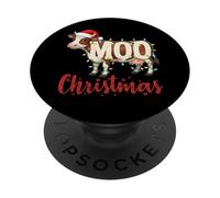 MOO Christmas Lights Funny Cow Lovers Cattle Famer Farming PopSockets PopGrip Adhesivo